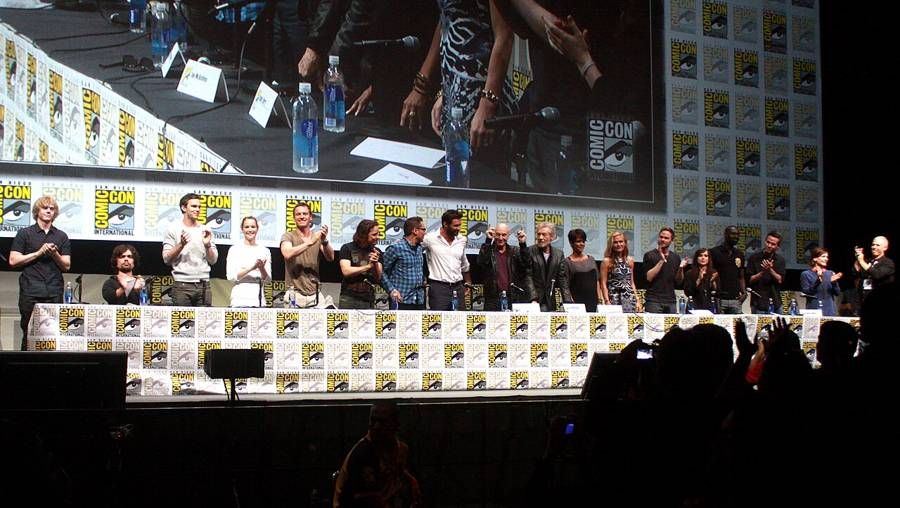 The cast of X-Men: Days of Future Past, including Patrick Stewart and Ian McKellen, at San Diego Comic-Con, July 2013.