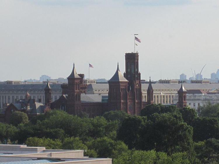 The red sandstone Smithsonian Castle building in Washington, D.C.